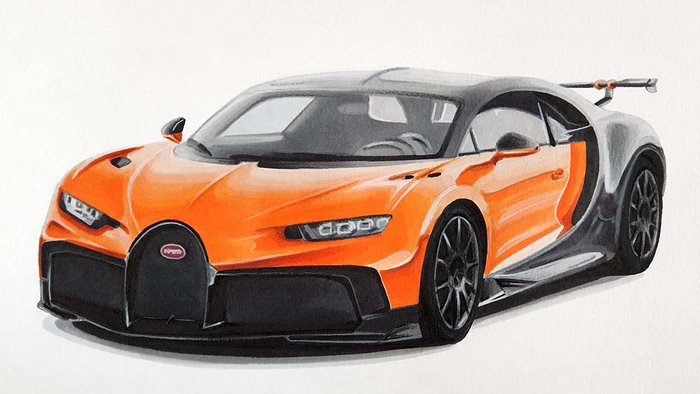 How to Draw a Simple Bugatti | Bugatti Chiron Pur Sport Drawing Tutorial